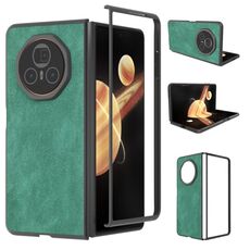 Custodia per telefono in pelle PU con bordo nero per Honor Magic V3 (verde)