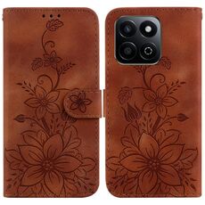 Custodia per telefono in pelle goffrata Lily per Honor Play 60 Plus (marrone)