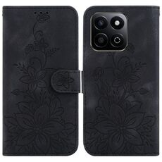 Custodia per telefono in pelle goffrata Lily per Honor Play 60 Plus (nera)