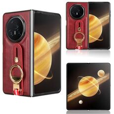 Custodia per telefono in pelle con cinturino For Honor Magic V3 (rosso)