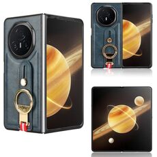 Custodia per telefono in pelle con cinturino For Honor Magic V3 (blu)