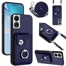 Per Honor X7b / Play 8T 5G Custodia per telefono con anello porta carte organo con cordino lungo (blu)
