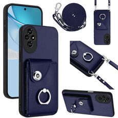 Per Honor 200 5G Organ Card Bag Anello Supporto Custodia per telefono con cordino lungo (blu)