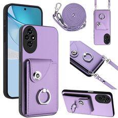 Per Honor 200 5G Organ Card Bag Ring Holder Custodia per telefono con cordino lungo (viola)