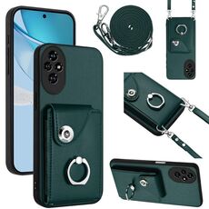 Per Honor 200 5G Organ Card Bag Ring Holder Custodia per telefono con cordino lungo (verde)