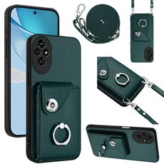 Per Honor 200 Pro 5G Organ Card Bag Ring Holder Custodia per telefono con cordino lungo (verde)