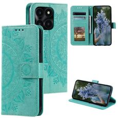 Per Honor X6b 4G Custodia per telefono in pelle con motivo a fiori Totem globali con cordino (verde)