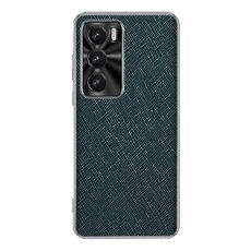 Per OPPO Reno12 Global Silver Edge Cross Texture PU Custodia in pelle per telefono (verde scuro)