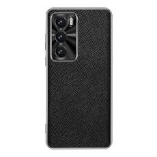 Per OPPO Reno12 Global Silver Edge Cross Texture Custodia in pelle PU per telefono (nero)