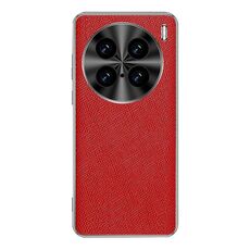 Per vivo X100 Ultra Custodia per telefono in pelle PU con bordo argentato e texture incrociata (rosso)