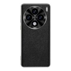 Per vivo X100s Custodia per telefono in pelle PU con bordo argentato e trama incrociata (nero)