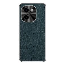 Per vivo Y200 Custodia per telefono in pelle PU con bordo argentato e texture incrociata (verde scuro)