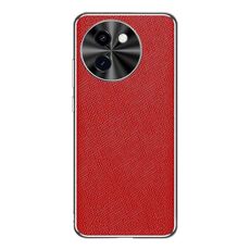 Per vivo Y200i Custodia per telefono in pelle PU con bordo argentato e texture incrociata (rossa)