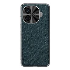 Per vivo Y200 GT Custodia per telefono in pelle PU con bordo argentato e texture incrociata (verde scuro)