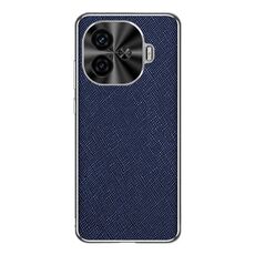 Per vivo Y200 GT Custodia per telefono in pelle PU con bordo argentato e texture incrociata (blu zaffiro)