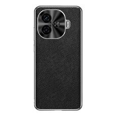 Per vivo Y200 GT Custodia per telefono in pelle PU con bordo argentato e texture incrociata (nera)