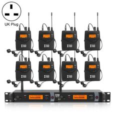 XTUGA IEM1200 Trasmettitore wireless 8 Bodypack Stage Singer Sistema di monitoraggio in-ear (spina UK)
