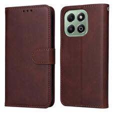Custodia per telefono in pelle con texture di vitello classica per Honor X6b (marrone)