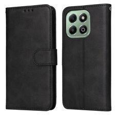 Custodia per cellulare in pelle flip classica con texture di vitello per Honor X6b (nera)