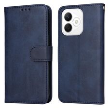 Custodia per telefono in pelle con texture di vitello classica per Honor X60i (blu)