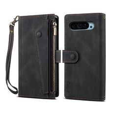 Per Google Pixel 9 / 9 Pro ESEBLE Retro Frosted RFID Flip Custodia in pelle per telefono (nero)