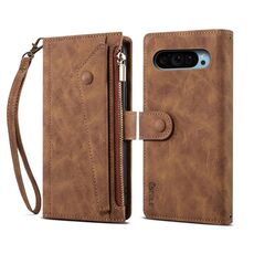 Per Google Pixel 9 / 9 Pro ESEBLE Retro Frosted RFID Flip Custodia in pelle per telefono (marrone)