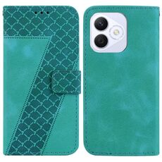 Custodia per telefono in pelle goffrata a sette forme per Honor X60i (verde)