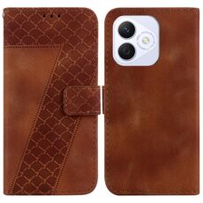 Custodia per telefono in pelle goffrata a sette forme per Honor X60i (marrone)