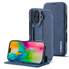 LC.IMEEKE Hon Ancient Series Custodia in pelle Flip per iPhone 16 Plus (blu)