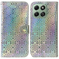 Per Honor X6b Custodia per telefono in pelle con fibbia magnetica colorata (argento)