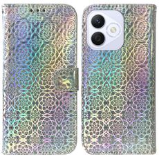 Custodia per cellulare in pelle colorata con fibbia magnetica per Honor X60i (argento)