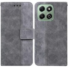 Custodia per telefono in pelle goffrata geometrica per Honor X6b (grigio)