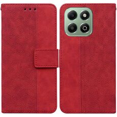 Custodia per telefono in pelle goffrata geometrica per Honor X6b (rosso)