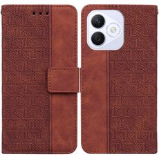 Custodia per telefono in pelle goffrata geometrica per Honor X60i (marrone)