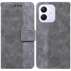 Custodia per telefono in pelle goffrata geometrica per Honor X60i (grigio)