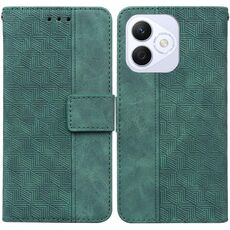 Custodia per telefono in pelle goffrata geometrica per Honor X60i (verde)