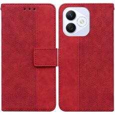 Custodia per telefono in pelle goffrata geometrica per Honor X60i (rosso)