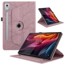 Per Lenovo Tab P12 / Xiaoxin Pad Pro 12.7 2025 Custodia per tablet in pelle con rotazione in rilievo Tree Life (oro rosa)