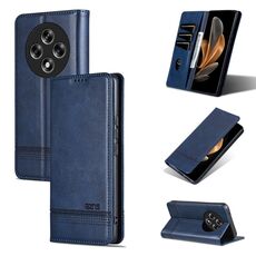 Per OPPO Reno12 F 4G AZNS Custodia per telefono in pelle con texture di vitello magnetica (blu scuro)