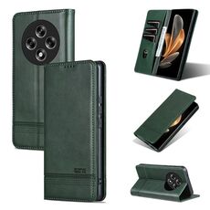 Per OPPO Reno12 F 4G AZNS Custodia per telefono in pelle con texture di vitello magnetica (verde scuro)