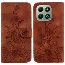 Custodia per telefono in pelle goffrata Lily per Honor X6b (marrone)