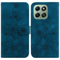 Custodia per telefono in pelle goffrata Lily per Honor X6b (blu scuro)