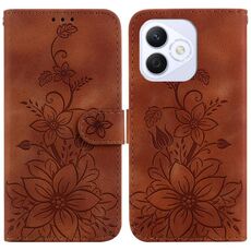 Custodia per telefono in pelle goffrata Lily per Honor X60i (marrone)
