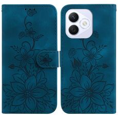 Custodia per telefono in pelle goffrata Lily per Honor X60i (blu scuro)