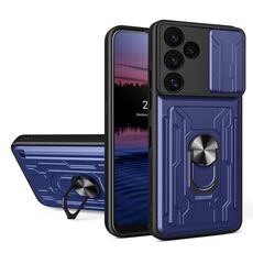 Per Samsung Galaxy S24 FE Custodia per telefono scorrevole Camshield TPU+PC con slot per schede (blu)
