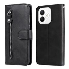 Custodia per cellulare in pelle con cerniera alla moda per Honor X60i (nera)