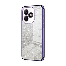 Custodia per telefono elettrolitica con polvere glitterata sfumata per Honor X60i (viola)