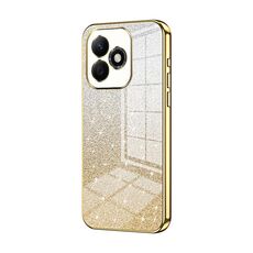Custodia per telefono elettrolitica con polvere glitterata sfumata per Honor X60i (oro)