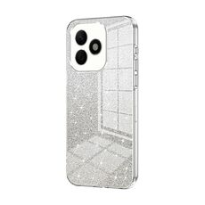 Custodia per telefono elettrolitica con polvere glitterata sfumata per Honor X60i (trasparente)