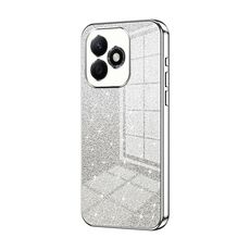 Custodia per telefono elettrolitica in polvere glitterata sfumata per Honor X60i (argento)